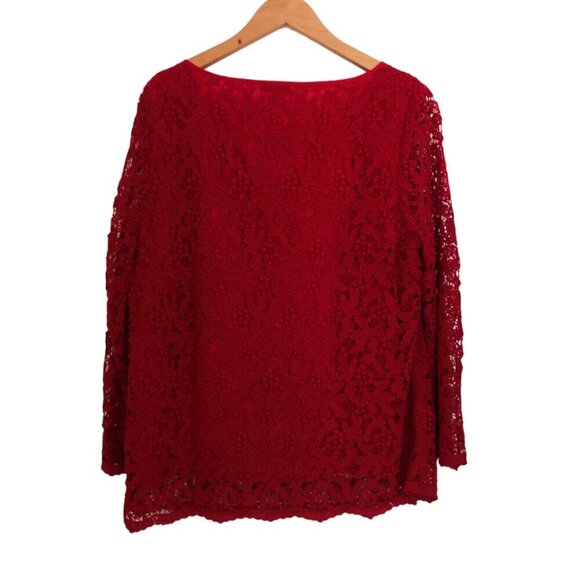 Talbots 100% Cotton  Lace Top True Red Size 12 - Picture 4 of 5